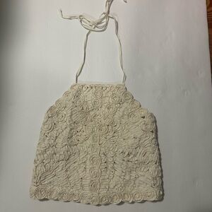 SUMMER TOP - Zara Beige Halter Top with Rosette Design